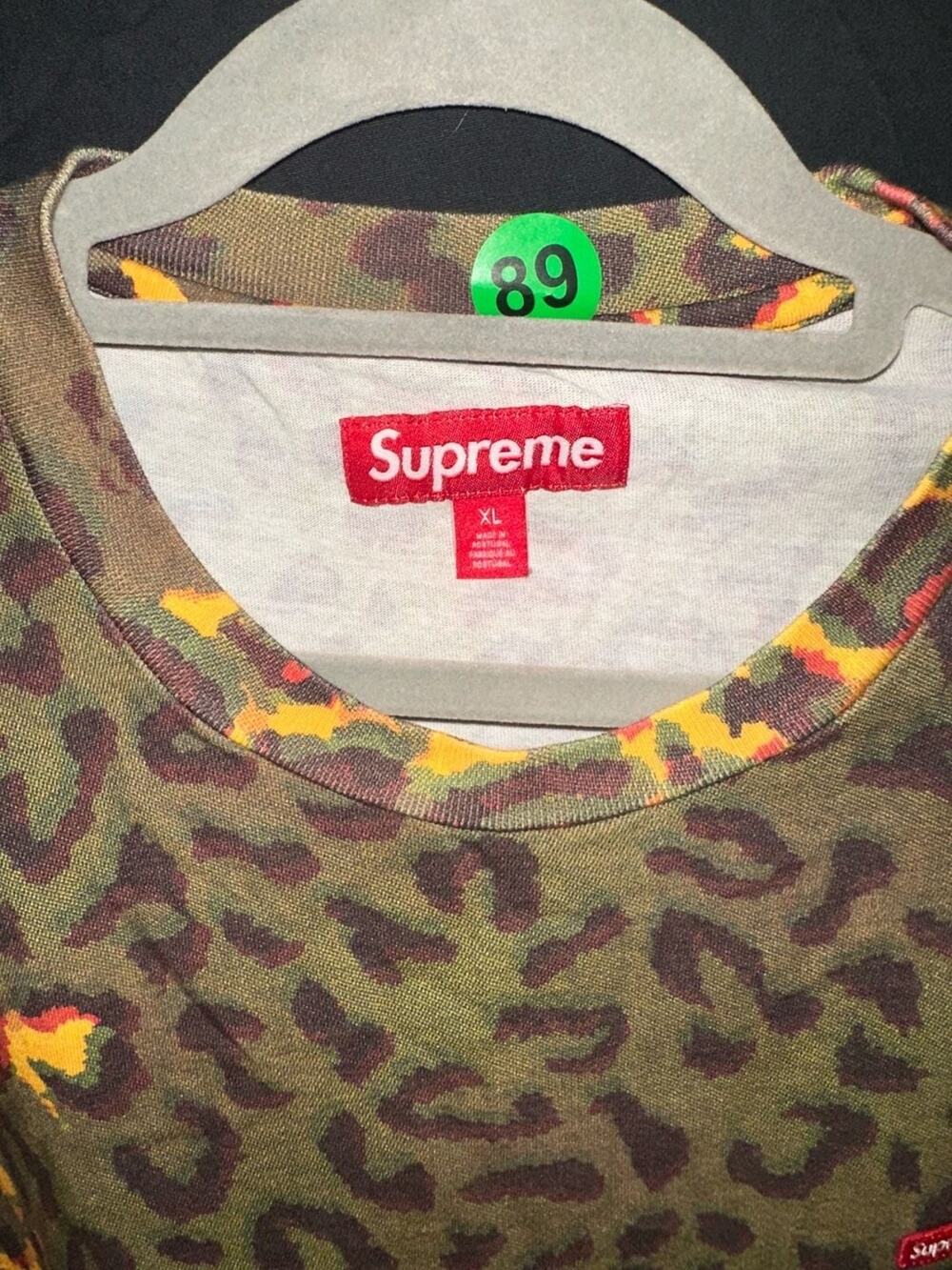 No.89 Supreme 24AW Small Box L/S Tee Cheetah Leopard Print Long Sleeve T-Shirt